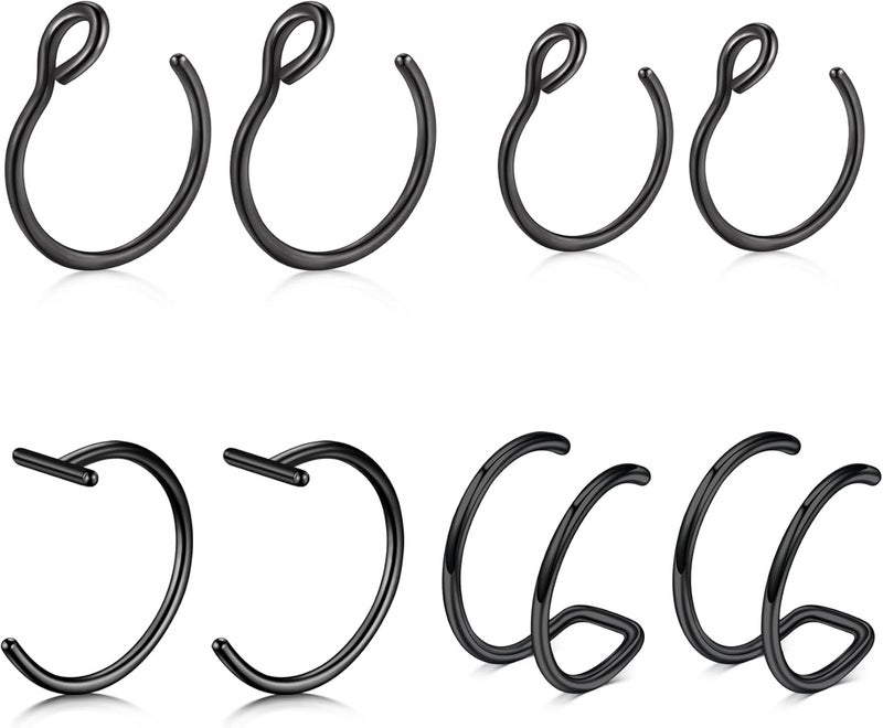 QWALIT Fake Lip Piercing Fake Lip Ring Fake Nose Ring Fake Snake Bites Fake Nose Piercing Faux Lip Rings Fake Snake Bite Piercing Clip Lip Ring Ear Cuff Earrings - Image 1